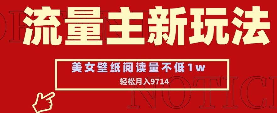 流量主新玩法，美女壁纸和头像，阅读量不低于1w，月入9741【揭秘】-赚金金-技能学习分享