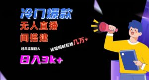 冷门爆款直播间手把手搭建,流量巨大,日入3k+【揭秘】-赚金金-技能学习分享