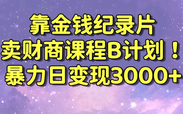 财经纪录片联合财商课程的变现策略，暴力日变现3000+，喂饭级别教学【揭秘】-赚金金-技能学习分享