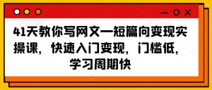 41天教你写网文—短篇向变现实操课,快速入门变现,门槛低,学习周期快-赚金金-技能学习分享
