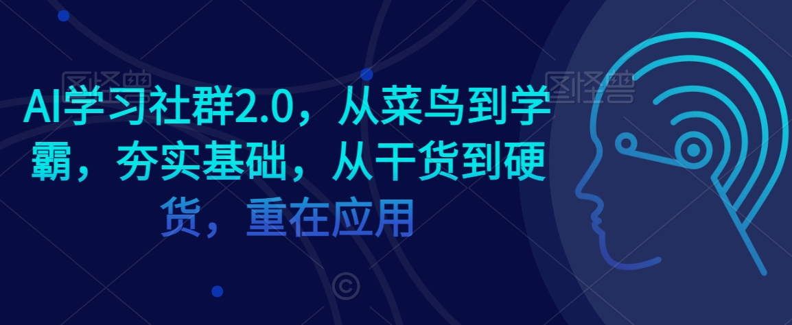 AI学习社群2.0，从菜鸟到学霸，夯实基础，从干货到硬货，重在应用-赚金金-技能学习分享