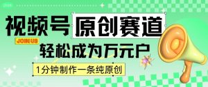 2024视频号最新原创赛道，1分钟一条原创作品，日入4位数轻轻松松-赚金金-技能学习分享