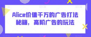 Alice价值千万的广告打法秘籍,高阶广告的玩法-赚金金-技能学习分享