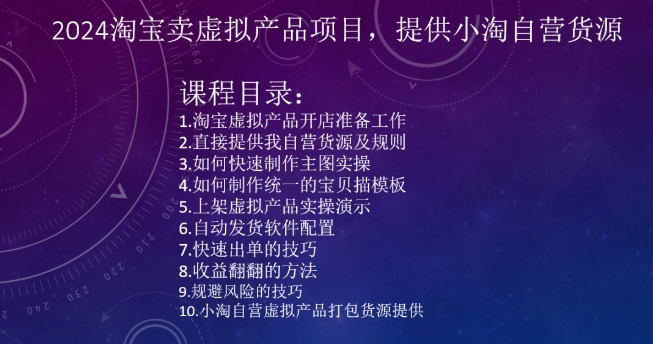 2024淘宝卖虚拟产品项目，提供小淘自营货源-赚金金-技能学习分享