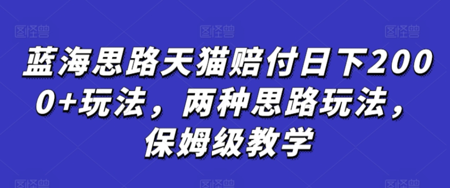 蓝海思路天猫赔付日下2000+玩法,两种思路玩法,保姆级教学【仅揭秘】-赚金金-技能学习分享