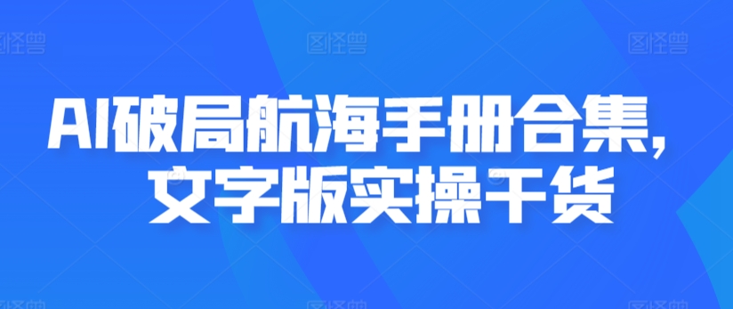 AI破局航海手册合集，文字版实操干货-赚金金-技能学习分享