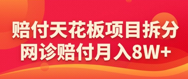 赔付天花板项目拆分，网诊赔付月入8W+-【仅揭秘】-赚金金-技能学习分享