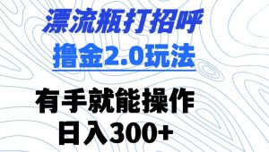 漂流瓶打招呼撸金2.0玩法,有手就能做,日入300+【揭秘】-赚金金-技能学习分享