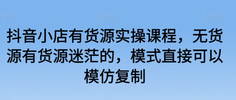 抖音小店有货源实操课程，无货源有货源迷茫的，模式直接可以模仿复制-赚金金-技能学习分享