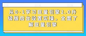 从0-1学习巨量引擎2.0升级版后台设置实操,全面了解巨量引擎-赚金金-技能学习分享