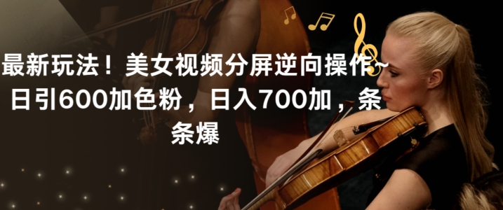最新玩法！美女视频分屏逆向操作~日引600加色粉，日入700加，条条爆【揭秘】-赚金金-技能学习分享