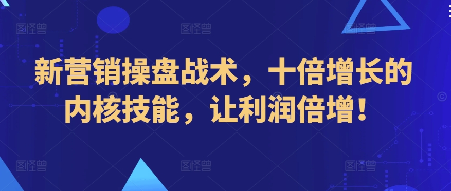 新营销操盘战术，十倍增长的内核技能，让利润倍增！-赚金金-技能学习分享