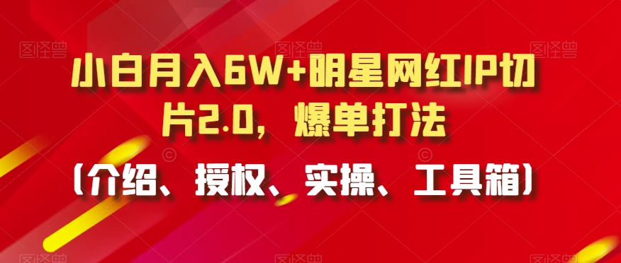 小白月入6W+明星网红IP切片2.0，爆单打法（介绍、授权、实操、工具箱）【揭秘】-赚金金-技能学习分享