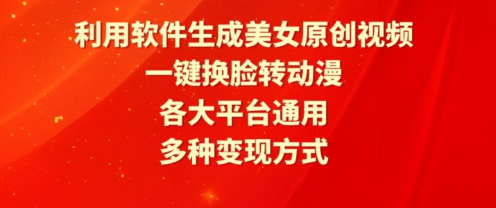 利用软件生成美女原创视频，一键换脸转动漫，各大平台通用，多种变现方式【揭秘】-赚金金-技能学习分享