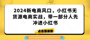 2024新电商风口,小红书无货源电商实战,带一部分人先冲进小红书-赚金金-技能学习分享