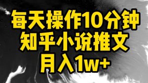 每天操作10分钟,知乎小说推文月入1w+【揭秘】-赚金金-技能学习分享