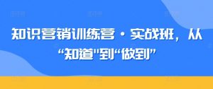 知识营销训练营·实战班，从“知道”到“做到”-赚金金-技能学习分享