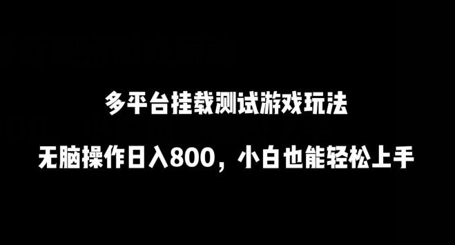 多平台挂载测试游戏玩法，无脑操作日入800，小白也能轻松上手【揭秘】-赚金金-技能学习分享