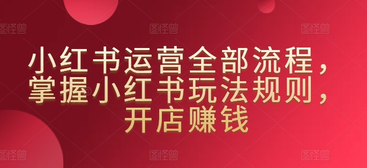 小红书运营全部流程，掌握小红书玩法规则，开店赚钱-赚金金-技能学习分享