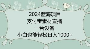 2024年蓝海项目,支付宝素材直播,无需出境,小白也能日入1000+ ,实操教程【揭秘】-赚金金-技能学习分享