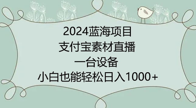 2024年蓝海项目，支付宝素材直播，无需出境，小白也能日入1000+ ，实操教程【揭秘】-赚金金-技能学习分享