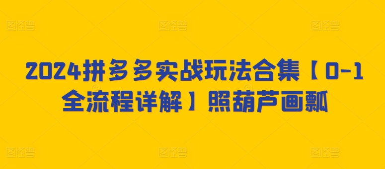 2024拼多多实战玩法合集【0-1全流程详解】照葫芦画瓢-赚金金-技能学习分享