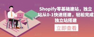 Shopify零基础建站,独立站从0-1快速搭建,轻松完成独立站搭建-赚金金-技能学习分享