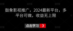 鼓象影视推广,2024最新平台,多平台可做,收益无上限【揭秘】-赚金金-技能学习分享
