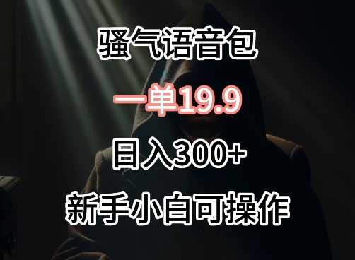 0成本卖骚气语音包，一单19.9.日入300+【揭秘】-赚金金-技能学习分享