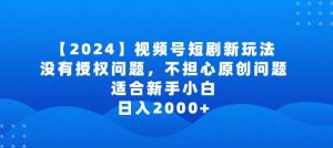 2024视频号短剧玩法,没有授权问题,不担心原创问题,适合新手小白,日入2000+【揭秘】-赚金金-技能学习分享