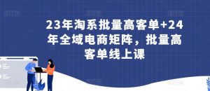 23年淘系批量高客单+24年全域电商矩阵,批量高客单线上课-赚金金-技能学习分享