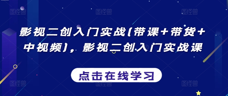 影视二创入门实战(带课+带货+中视频)，影视二创入门实战课-赚金金-技能学习分享