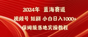 2024年视频号短剧新玩法小白日入1000+保姆级落地实操教程【揭秘】-赚金金-技能学习分享