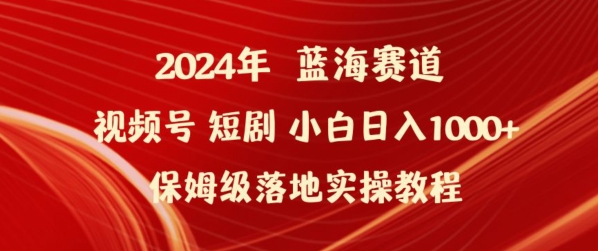 2024年视频号短剧新玩法小白日入1000+保姆级落地实操教程【揭秘】-赚金金-技能学习分享