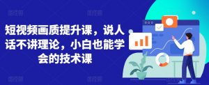 短视频画质提升课,说人话不讲理论,小白也能学会的技术课-赚金金-技能学习分享