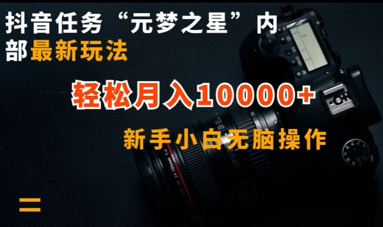 抖音任务“元梦之星”内部最新玩法，新手小白无脑操作，轻松月入10000+【揭秘】-赚金金-技能学习分享