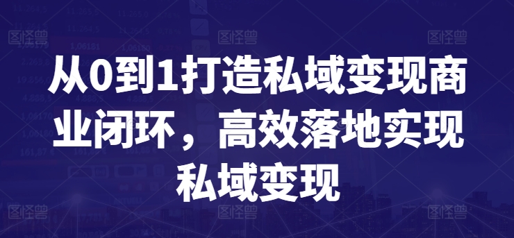 从0到1打造私域变现商业闭环，高效落地实现私域变现-赚金金-技能学习分享