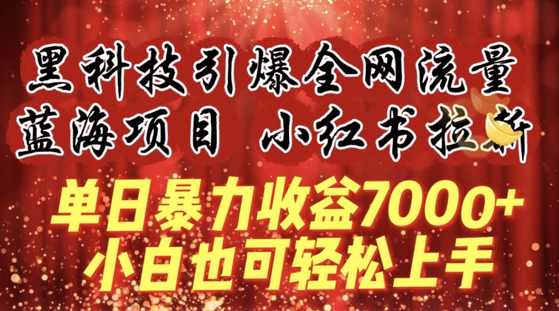 蓝海项目!黑科技引爆全网流量小红书拉新，单日暴力收益7000+，小白也能轻松上手【揭秘】-赚金金-技能学习分享