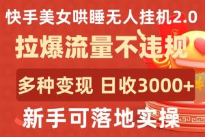 快手美女哄睡无人挂机2.0.拉爆流量不违规,多种变现途径,日收3000+,新手可落地实操【揭秘】-赚金金-技能学习分享