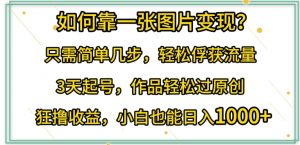 如何靠一张图片变现?只需简单几步,轻松俘获流量,3天起号,作品轻松过原创【揭秘】-赚金金-技能学习分享