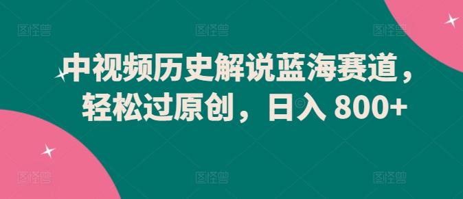 中视频历史解说蓝海赛道，轻松过原创，日入 800+【揭秘】-赚金金-技能学习分享