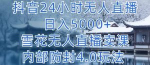 抖音24小时无人直播 日入5000+，雪花无人直播卖课，内部防封4.0玩法【揭秘】-赚金金-技能学习分享