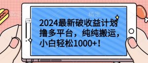 2024最新破收益计划撸多平台,纯纯搬运,小白轻松1000+【揭秘】-赚金金-技能学习分享