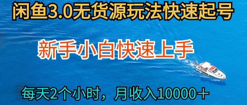 2024最新闲鱼无货源玩法，从0开始小白快手上手，每天2小时月收入过万【揭秘】-赚金金-技能学习分享