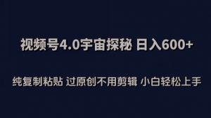 视频号4.0宇宙探秘，日入600多纯复制粘贴过原创不用剪辑小白轻松操作【揭秘】-赚金金-技能学习分享