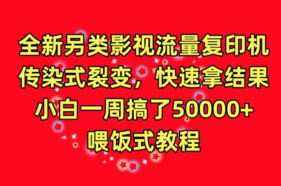全新另类影视流量复印机，传染式裂变，快速拿结果，小白一周搞了50000+，喂饭式教程【揭秘】-赚金金-技能学习分享