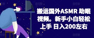 2024搬运国外ASMR 助眠视频,新手小白轻松上手 日入200左右【揭秘】-赚金金-技能学习分享