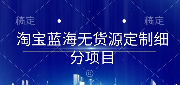 淘宝蓝海无货源定制细分项目，从0到起店实操全流程【揭秘】-赚金金-技能学习分享