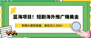 蓝海项目!短剧海外推广赚美金，利用AI混剪视频，轻松日入300+【揭秘】-赚金金-技能学习分享
