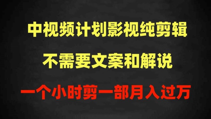 中视频计划影视纯剪辑，不需要文案和解说，一个小时剪一部，100%过原创月入过万【揭秘】-赚金金-技能学习分享